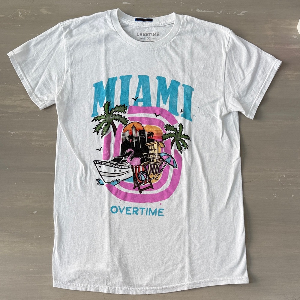 Men’s Overtime Miami Graphic White T-Shirt S